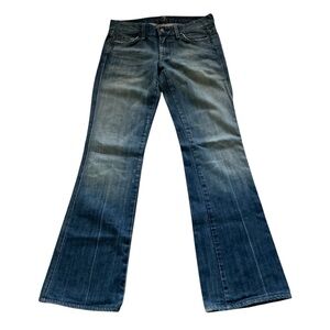 7 for all mankind A pocket stretch low rise flare jeans women’s blue size 27